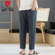 
Pier Cardan linen pants men's pants summer cotton linen men's casual pants men's summer pants 2024 new men's pants straight and cropped pants brown 2XL 150-170Jin[Jin equals 0.5 kg]