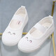 BUDING children's small white shoes, kindergarten shoes, girls' kindergarten indoor shoes, canvas shoes, baby white shoes, non-slip breathable children's shoes, white smile 31, inner length 19.5/suitable for feet 19cm long