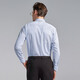 George White Men's Business Shirt Long Sleeve Pure Cotton No-Iron Shirt Formal Stripes Casual Slim Blue Stripes 39