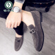Woodpecker 2025 Nuevo primavera zapatos de frijoles perezosos con una pierna con el dedo del pie puntiagudo zapatos de cuero casual de cuero mate de cuero moderno 866 Negro 38