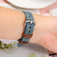 Fannu adaptiert an Casio Sheen Series Uhrengurt für Frauen She-4540/4539/1391/4048 Tie-Dye-Retro-Denim-Leder-Lederband 14mm (E46) Hellblau- (K7) Gold Butterfly Schnalle 14mm