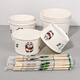 Disposable bowls and chopsticks, household thickened instant noodle paper bowls, commercial packed lunch boxes, disposable bowls and chopsticks lunch boxes, whole box batch, thickened 360 type paper bowls and chopsticks, 50 sets
