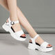 
Huilijun Songcake Sole Genuine Leather Sole Sandals for Women 2024 Summer New Wedge Thick Sole Sports Sandals Black Upgraded Edition 37