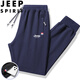 JEEP SPIRIT Jeep sweatpants men's spring and autumn casual pants solid color loose trousers for young and middle-aged people black straight XL