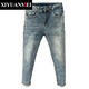 Nishihara Mei Jeans de style coréen masculin Summer Summer Simple WashEd Old Casual Slim Feet Nine Part Men Yd-3882 Bleu clair 31 tailles adaptées à 125 à 135 Jin [Jin est égal à 0,5 kg]