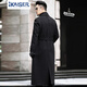 KAISER brand 100% wool woolen coat men's long windbreaker jacket double-breasted suit collar belt double-sided woolen wool black 50/XL