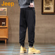 Jeep (Jeep) American Echt Jeep High-End-verdickte Casual Hosen für Herbst- und Winter-Trend-Brand-Fußhosen losen Sporthosen Black [offizielles authentisch] Plüsch L empfohlen [120-140jin [Jin gleich 0,5 kg]]]
