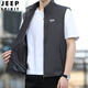 JEEP SPIRIT Jeep Spiritual Vest Summer Men's Thin Stand Collar Vest Vest Zipper Horse Clip Jacket Outer Wear Black Inner Bag Style 857.0 XL 130-145Jin [Jin equals 0.5 kg]