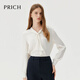 PRICH Fashion Elegant Streaming Neck Shirt 2024 Autumn New Temperature Commuter Long Sleeve Slim Body Clothes Women 16 Light Gray L 165