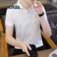 
ZMZA short-sleeved T-shirt for men's lapel business casual summer new style fashionable simple handsome POLO neck t-shirt top for men 683 blue M Recommended 100-120Jin [Jin equals 0.5 kg]