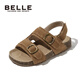 Belle children's shoes, girls' beach shoes, summer new open-toe boys' sandals, children's Birkenstock shoes, medium and large children's casual shoes, Gravel Camel 27, foot length 16.2-16.7cm