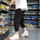 Nanyuqiu (Nanyuqiu) Pantalones cortados de verano pantalones pantalones de verano para hombres Pantos adolescentes Pantalones recortados Estudiante Estilo Corea Tendencia suelta Harun Black TC675 M