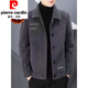 Pierre Cardin double-sided woolen woolen coat men's short autumn and winter trendy casual velvet thickened lapel jacket new khaki style velvet 12XL L 110-130Jin Jin equals 0.5 kg