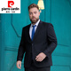 Pierre Cardin Men's Suit Suit Plus Size Professional Interview Formal Wear Business Wedding Plus Size Fat Man Suit Men's Dress Black (Top + Pants + Vest) 7XL 210 Size