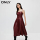 ONLY秋冬时尚休闲百搭纯色吊带百褶连衣裙女|12347Y001 HAZ檀木红ROSEWOOD_LEATHER23 XL 175/92A