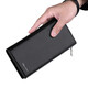 Williampolo King Paul Münzbriefbeutel Männer Langer Reißverschluss Echtes Leder Brieftasche große Kapazität Multi-Seife Mobile Handy kleine Handtasche Schwarzes Litschier Muster Englisch Standard 16 Karten inklusive Handband