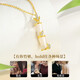Lao Fengxiang has you bamboo enough diamond necklace women's Hetian jade pendant wedding anniversary gift for girlfriend and wife's birthday real diamonds you have you bamboo enough Hetian jade necklace
