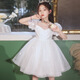 
LuboBEIBEI (LUOBOBEIBEI) Girls' Dress Children's Birthday Princess Dress Flower Children's Wedding Dress Host Piano Performance Clothes White Skirt 140