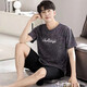 
Yingwen men's pajamas for summer short-sleeved thin style for youth loose large size 200 Jin [Jin equals 0.5 kg] Casual home clothing suit can be worn outside 6623# 4XL