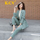 KCV小西装女套装春秋新款气质休闲韩版时尚职业西服外套两件套 9911 黄色 S