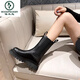 Boots de carpintero de carpintería Martin botas cortas para mujeres 2024 Modelo de otoño e invierno El nuevo modelo interno aumenta las chimes de cuero de cuero grueso de cuero a mediados de chelsea botas chelsea a mitad de llamas. Single Little (versión actualizada) 37
