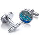 KFLK High-End-Shirt Manschettenknöpfe Herrenärmel Shirt Knöpfe Business Geschenk Französisch Manschettenknöpfe Metallanpassung Neues Produkt, fliegt über die Berge Cufflinks Blue Serie