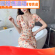 乐漫咪低胸连衣裙性感女装包臀短裙深领夜店工衣弹力网纱技师工作服夏 L 120斤左右