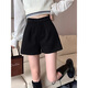 Hao'e Woolen Shorts for Women Spring and Autumn New Style Wide Leg Pants for Slimming Versatile Bottoming Pants for Small People with Boots Black Woolen L Recommended 110-125Jin Jin is equal to 0.5kg