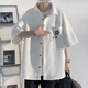 
YOOOURTHING24 summer new high-end casual waffle quarter-sleeved shirt men Hong Kong style brand large size loose shirt men C829 black 4XL recommendation (185-205Jin [Jin equals 0.5 kg])