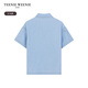 Teenie Weenie Kids summer style boys' fashionable small lapel short-sleeved denim shirt light blue 120 cm
