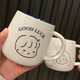 Changyin Water Cup Feme Female Version coréenne Version Tasse avec cuillère de couvercle Couple Cup Cerrac Ceramic Cutte Coffee tasse d'eau potable Chaussure High (460 ml de paille avec cuillère à couvercle)