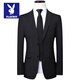 Playboy Suit Men's Business Professional Formal Wear Small Suit Men's Wedding Groom Work Spring Autumn Slim Jacket Men's Double Button Black (Suit + Pants) XL (175)