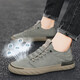 
DOLLVAN 2025 spring and summer new men's shoes waterproof non-slip ice silk breathable casual lazy people pedal fashionable and versatile board shoes W838 green 39