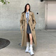 Garnuo Khaki Windbreaker veste pour femmes mi-longueur 2025 printemps et automne Nouveau petit manteau décontracté de style britannique Khaki L [131-150jin [Jin est égal à 0,5 kg]]]