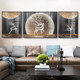 
Little Lulin living room decoration painting black, white and gray style hanging painting sofa background wall mural modern simple western wall abstract elk painting starry sky elk-15827 fabric painting 100*70 on both sides 50*70 black frame