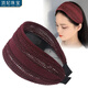DING FEI middle-aged and elderly headbands, wide-brimmed, simple, toothed, non-slip hairpins, temperament, hollow hairbands to cover gray hair and broken hair, women's black-leaf pattern headbands A27-109