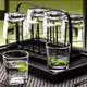 Ouxin imported glass household hospitality cup drinking water green tea cup juice beer cup heat-resistant high-end set 320mlx6+small black plate+black frame