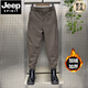 JEEP SPIRIT autumn and winter new trousers men's thin velvet thickened trousers with Martin boots harem pants Velcro casual pants black plus velvet 34 165-175Jin Jin is equal to 0.5 kg
