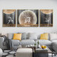 
Little Lulin living room decoration painting black, white and gray style hanging painting sofa background wall mural modern simple western wall abstract elk painting starry sky elk-15827 fabric painting 100*70 on both sides 50*70 black frame