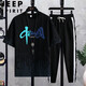 JEEP SPIRIT Summer Teen Short Sleeve T-shirt Men 2025 New Style Boys Fashion Handsome High School Junior High School Student Sports Set 683 Black (Single Short Sleeve) 2XL