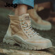 Jeep Jeep Martin Boots Men Summer High Top British Style Retro Boots Men Outdoor Anti-Slip Desert Fighting Workwear Boots Men Light Khaki [Standard Leather Shoe Size] 42