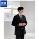 ROMON Korean-style suit jacket for men, high-end college student interview formal loose casual handsome suit three-piece black three-piece suit (suit + shirt + trousers) L 110-125 Jin Jin equals 0.5 kg