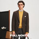 FULL MONTY【Marling面料】西服上衣男士粗呢西装外套休闲单西 深棕色3365 42