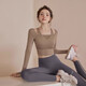 LULUUVTTOH Yoga Wear Women's Autumn and Winter New Sports Tops Long-Sleeved Fitness Wear Running Casual Style Training Wear Pilates Suit Brown Top M