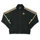 Adidas Chaqueta para niños Spring Cardigan para niños al aire libre Sports Versátiles versátiles de cuello negro/oro 128