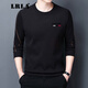 LRLA high-end long-sleeved T-shirt men's slim fit autumn and winter new business casual plus velvet thickened round neck sweatshirt bottoming shirt trendy burgundy XL 175 recommended 135-150Jin Jin equals 0.5 kg