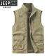 JEEP SPIRIT吉普男士马甲春秋季新款户外工装马夹休闲大码运动中年背心外套 677R灰色 【加绒款】 3XL (156-170)