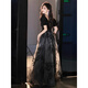 Lingkaqi Black Sequin Robe de soirée haut de gamme pour les femmes Luxury Luxury Niche Chinese Style Anniversaire Host Performance Long Jirt Picture principale L