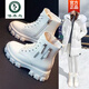 Woodpecker Martin boots women's shoes 2025 new Korean style plus velvet autumn and winter large size cotton shoes women's boots increased high-calf boots ins off-white/plush 37