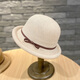 Wine style senior fisherman hat women's summer bow curled bowler hat small fresh Korean style trendy sunshade hat beige - bow curled M56-58cm
